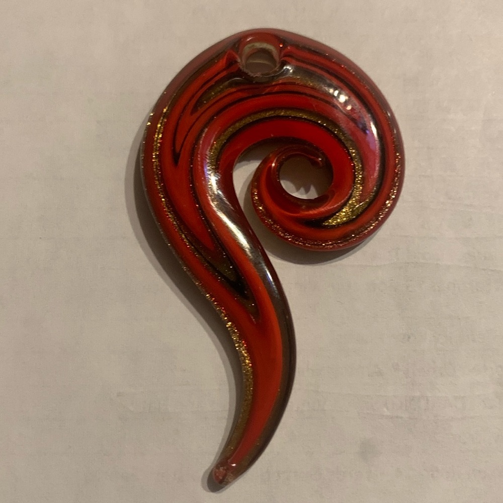 Red & Gold Glass Art Pendant